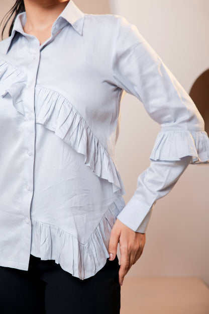 Gray Ruffle Shirt